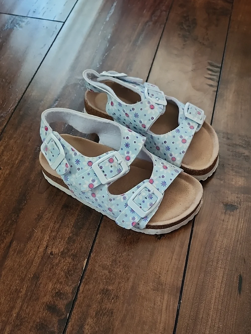 FREE ADD ON! Size 9 Girls Floral Double-Buckle Sandals - Light Blue